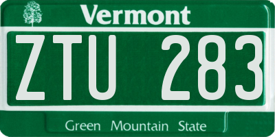 VT license plate ZTU283