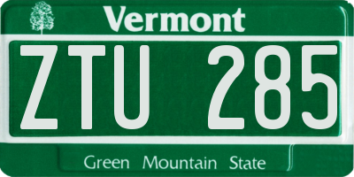 VT license plate ZTU285