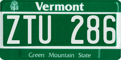 VT license plate ZTU286