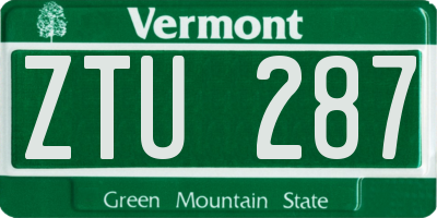 VT license plate ZTU287