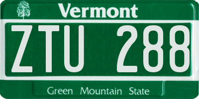 VT license plate ZTU288
