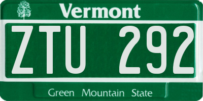 VT license plate ZTU292