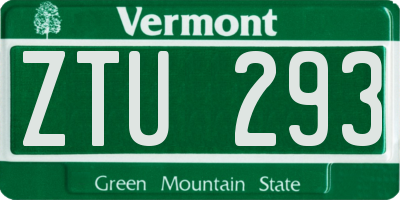 VT license plate ZTU293