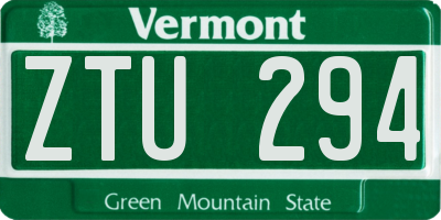 VT license plate ZTU294