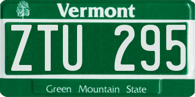 VT license plate ZTU295