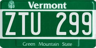 VT license plate ZTU299