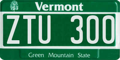 VT license plate ZTU300