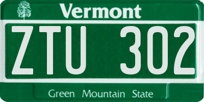 VT license plate ZTU302