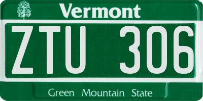 VT license plate ZTU306