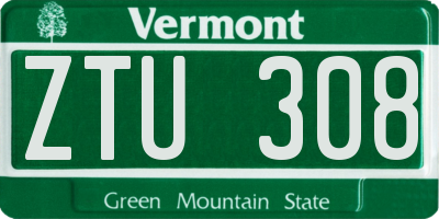 VT license plate ZTU308