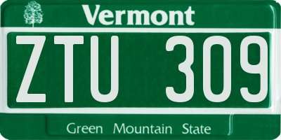 VT license plate ZTU309