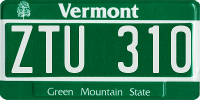 VT license plate ZTU310
