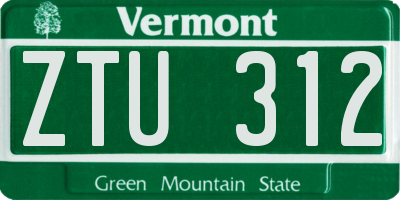 VT license plate ZTU312