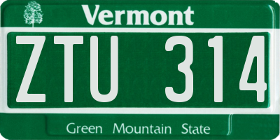 VT license plate ZTU314