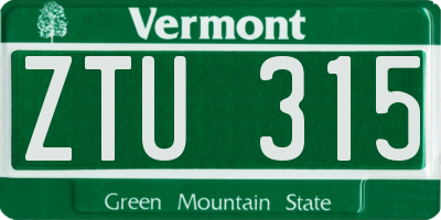 VT license plate ZTU315