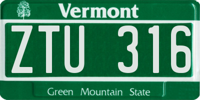 VT license plate ZTU316