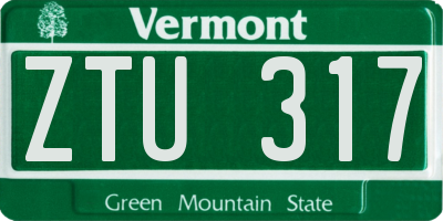 VT license plate ZTU317
