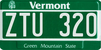 VT license plate ZTU320