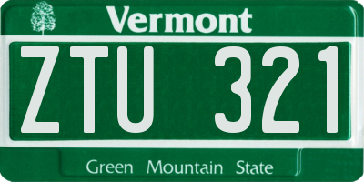 VT license plate ZTU321