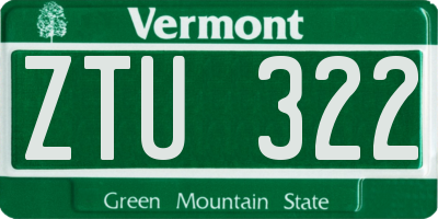 VT license plate ZTU322