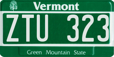 VT license plate ZTU323
