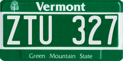 VT license plate ZTU327