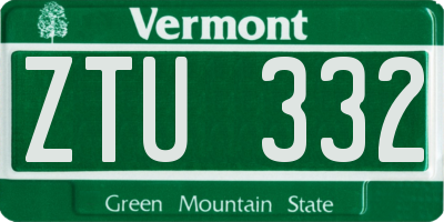 VT license plate ZTU332