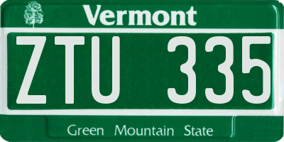 VT license plate ZTU335