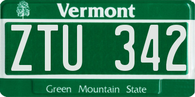 VT license plate ZTU342