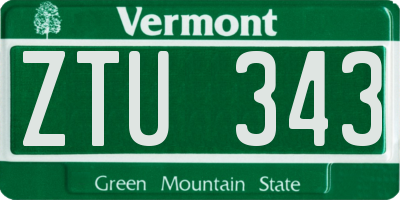 VT license plate ZTU343