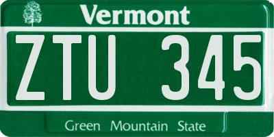 VT license plate ZTU345