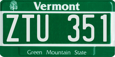 VT license plate ZTU351