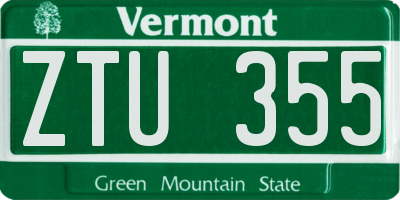 VT license plate ZTU355