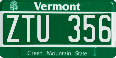 VT license plate ZTU356