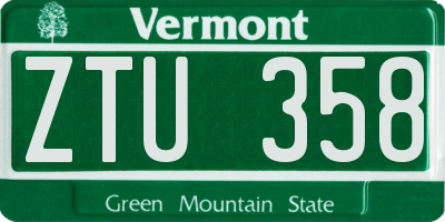 VT license plate ZTU358