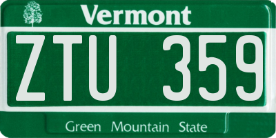 VT license plate ZTU359