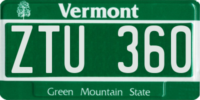 VT license plate ZTU360