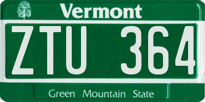 VT license plate ZTU364