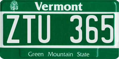 VT license plate ZTU365