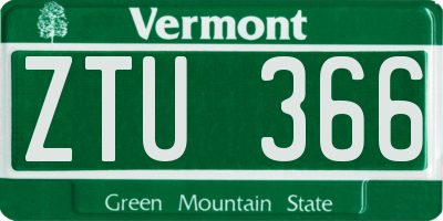 VT license plate ZTU366