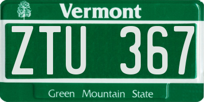 VT license plate ZTU367