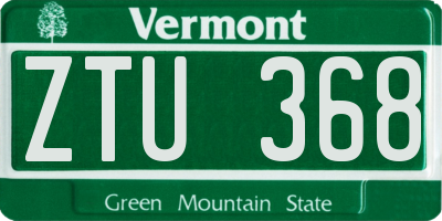 VT license plate ZTU368