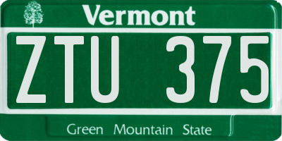 VT license plate ZTU375