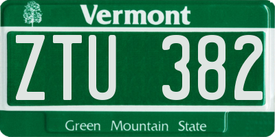 VT license plate ZTU382