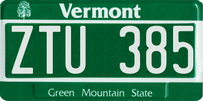 VT license plate ZTU385