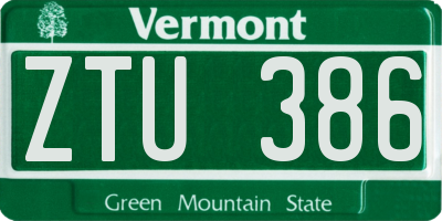 VT license plate ZTU386