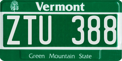 VT license plate ZTU388