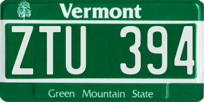 VT license plate ZTU394
