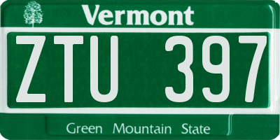 VT license plate ZTU397
