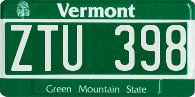 VT license plate ZTU398